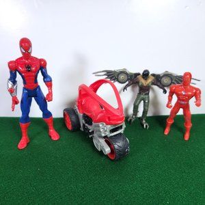 Spider Man Toy Lot of 4 Spidey Cycle Spider Man X-2 and Vulture Action F…